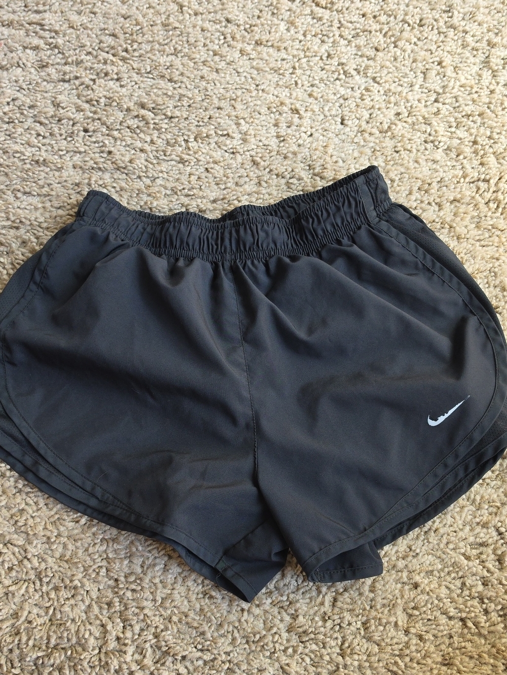 Nike Women’s Black Athletic Shorts with White Swoosh